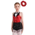 thumbnail image 1 of iixpin Kids Girls Sequined Jazz Latin Dance Costume Salsa Rumba Performance Dancewear Ballroom Ballet Tutu Dress Red 12, 1 of 7