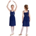 thumbnail image 1 of iixpin Kids Girls Sequins Sleeveless Latin Jazz Ballet Lyrical Dance Dress Gymnastics Leotard Dress Dancewear Navy Blue 12, 1 of 7
