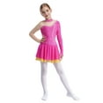 thumbnail image 1 of iixpin Kids Girls Shiny Ballet Dance Tutu Dress Mesh Splice Gymnastics Skirted Leotard Competition Outfits Hot Pink 14, 1 of 7