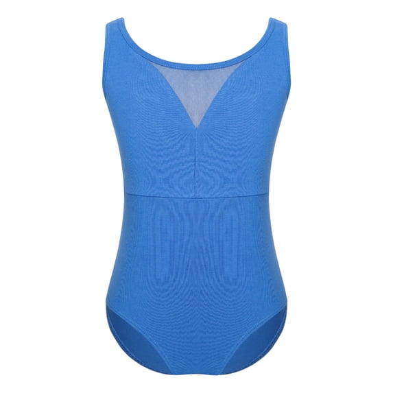 iixpin Kids Girls Ballet Dance Leotard Sleeveless Mesh Gymnastics Training Bodysuit Dancewear Blue 15-16