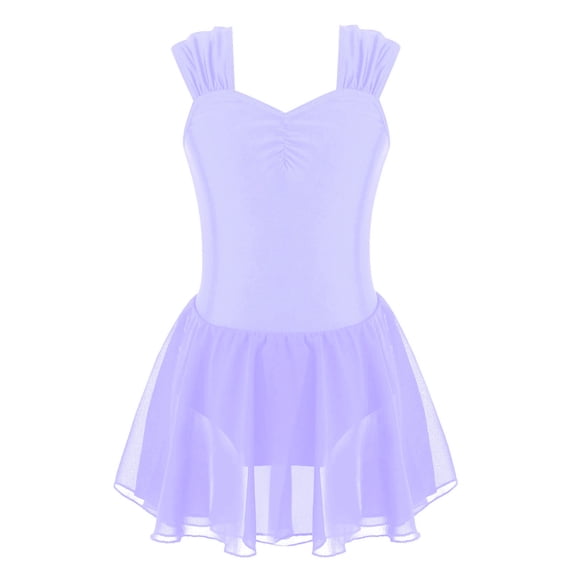 iixpin Kids Girls Sleeveless Ballet Dance Dress Mesh Tutu Skirted Leotards Ballerina Outfit Ballroom Costume Purple 10