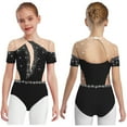 thumbnail image 1 of iixpin Kids Girls Sparkly Rhinestone Gymnastics Leotard Figure Skating Dance Bodysuit Performance Unitard Black 12, 1 of 6