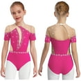 thumbnail image 1 of iixpin Kids Girls Sparkly Rhinestone Gymnastics Leotard Figure Skating Dance Bodysuit Performance Unitard Hot Pink 8, 1 of 6