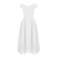 thumbnail image 1 of iixpin Kids Off Shoulder Flower Girl Dress Adjustable Spaghetti Princess Birthday Party Gowns White 12, 1 of 5