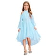 thumbnail image 1 of iixpin Kids Off Shoulder Flower Girl Dress Wedding Birthday Party Gown High Low Hem Princess Dress Light Blue 6, 1 of 7