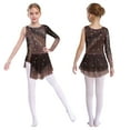 thumbnail image 1 of iixpin Lyrical Dance Dress for Girls Asymmetrical Figure Ice Skating Competition Outfits Dancing Clothes Brown 14, 1 of 4
