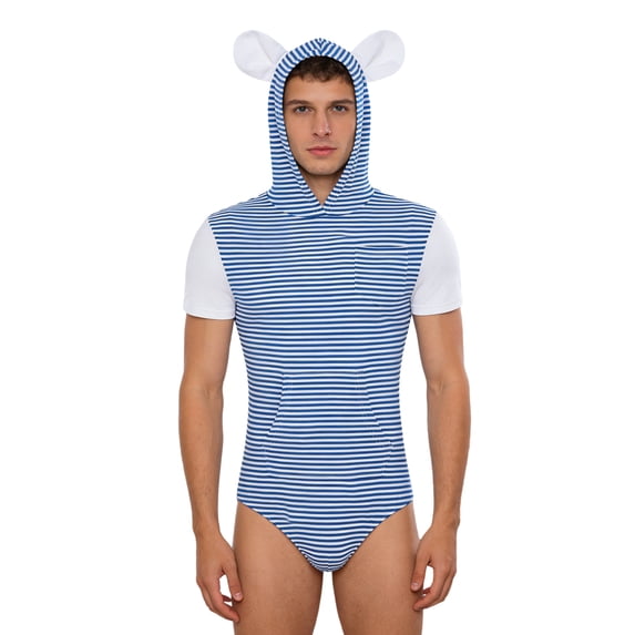 iixpin Men Nightwear Cosplay Party Sleep Wear Casual Wear Casual Look Wedding Outfit Pajamas Loungewear Blue XXL