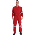 thumbnail image 1 of iixpin Men's Lightweight Work Coveralls One Piece Cotton Reflective Safety Mechanics Jumpsuits Workwear Red M/165, 1 of 5