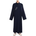 thumbnail image 1 of iixpin Men's Monk Robes Ritual Meditation Gown Loose Fit Sides Split Robe Theme Party Costume Navy Blue M, 1 of 7