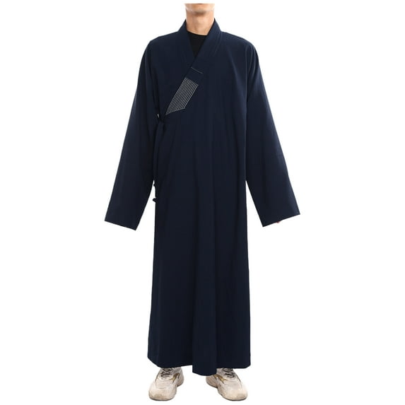 iixpin Men's Monk Robes Ritual Meditation Gown Loose Fit Sides Split ...