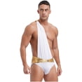 thumbnail image 1 of iixpin Men's Roman Costume Mr. Toga One Shoulder Ancient Greek Bodysuits Halloween Cosplay Costume White XL, 1 of 7