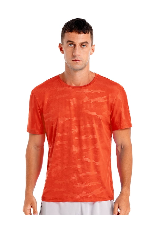 Men's Sun Protection Swim Shirt Rash Guard Swimming Costume Bathing Suit Quick Dry Outdoor Fishing Tops Orange L