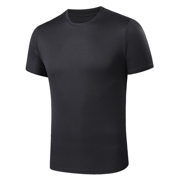 iixpin Mens Workout Running Athletic Short Sleeve T-shirt Swimming Shirt Quick Dry Basic Casual Tops Black L