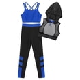 thumbnail image 1 of iixpin Modern Hiphop Street Dance Sweatsuits Mesh Hoodie Crop Top with Sweatpants Summer High Street Outfit Blue 8, 1 of 5
