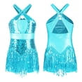 thumbnail image 1 of iixpin Sequins Tassel Dance Dress for Girls Latin Ballet Jazz Tango Rumba Samba Ballroom Dancewear 4-16 Years Sky Blue 14, 1 of 6