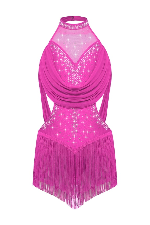 Teen Girls Modern Ballet Tutu Skirt Contemporary Latin Jazz Dancewear Salsa Tango Lyrical Dance Outfits Hot Pink 12