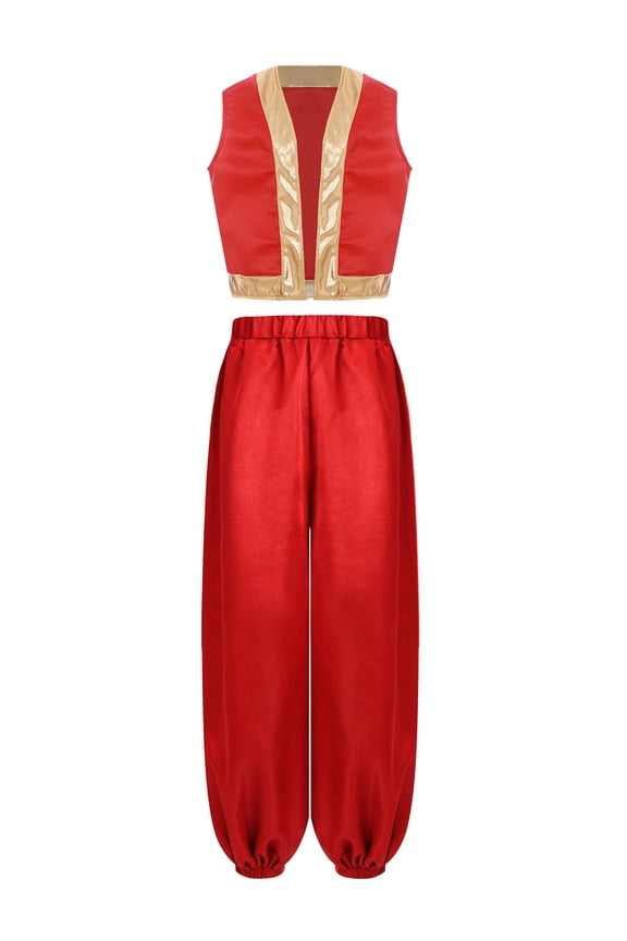 Unisex Kids Halloween Arabian Prince Vest and Pants Super Bros.Mario Game Toad Dress Up Red 16