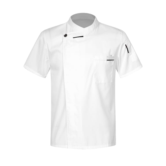 iixpin Unisex Professional Chef Coat Canteen Restaurant Kitchen Chef Jacket Cook Work Uniform For Men White Short Sleeve M