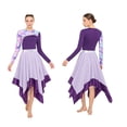 thumbnail image 1 of iixpin Women Liturgical Praise Dance Dresses Long Sleeve Printed Church Worship Dancewear For Themed Party Purple XL, 1 of 7