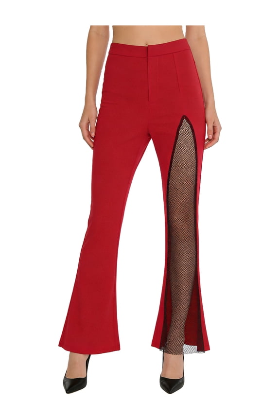 Women Palazzo Pants Dance Ballet Latin Flared Trousers Legging Work Out Yoga Wide Leg Sweatpants Red M