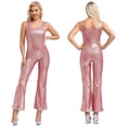 thumbnail image 1 of iixpin Women's Adult 70s Disco Outfit Halloween Sleeveless Flared Jumpsuit Long Bodysuit Costume Red 160, 1 of 6