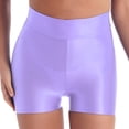 thumbnail image 1 of iixpin Women's Clossy Nylon Compression Tummy Control Workout Athletic Exercise Short Pants Light Purple M, 1 of 7
