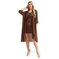 thumbnail image 1 of iixpin Women's Elegant Floral Lace Chiffon Mother of The Bride Dress 2 Pieces Sets Evening Gowns Chocolate M, 1 of 7