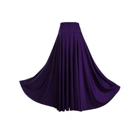 iixpin Women's Elegant Long Maxi Skirt Lyrical Dance High Waist Drape Skirt Ballroom Dancewear Purple 6XL