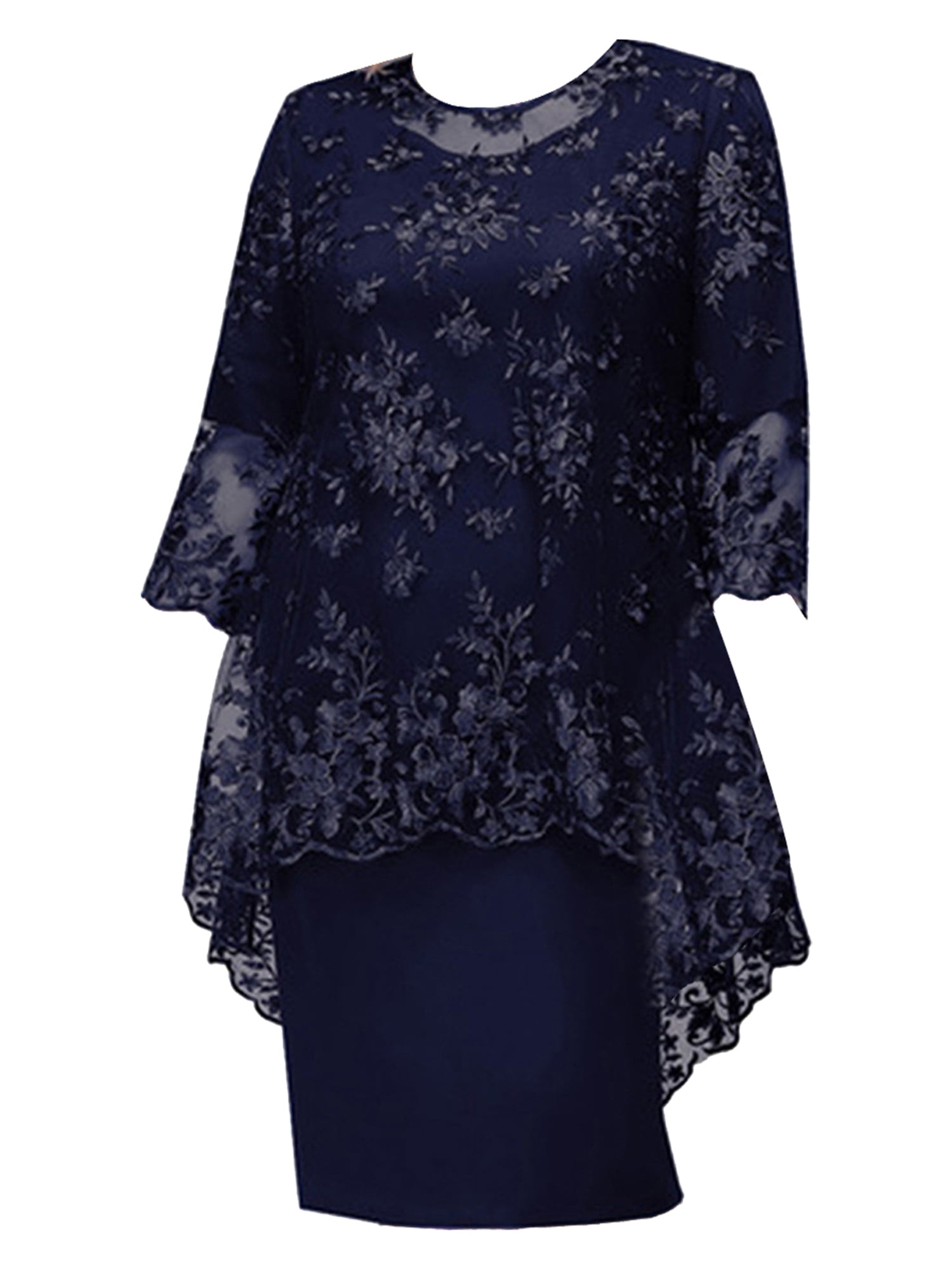 iixpin Women's Short Sleeve Embroidery Lace Cocktail Party Midi