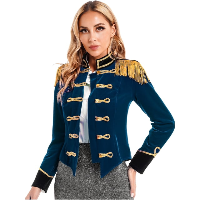 iixpin Womens Circus Ringmaster Jacket Costume Velvet Victorian Coat ...