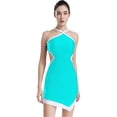 thumbnail image 1 of iixpin Womens Contrast Color Golf Tennis Dress Adjustable Straps Sleeveless Cutout Back Asymmetrical Cyan L, 1 of 6