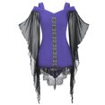 thumbnail image 1 of iixpin Womens Long Sleeve Vintage Gothic Dress Medieval Retro Cosplay Costume Halloween Dress Up Purple M, 1 of 3