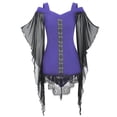 thumbnail image 1 of iixpin Womens Long Sleeve Vintage Gothic Dress Medieval Retro Cosplay Costume Halloween Dress Up Purple XXL, 1 of 2