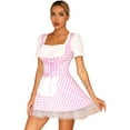 thumbnail image 1 of iixpin Womens Ruffle Apron Gingham Dress Miss Muffet Maid Cosplay Dress Halloween Sweetheart Costume Pink XXL, 1 of 6