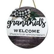 iju7gthy Citronella Candles Outdoor Large 4th of July Outdoor Grandkids Welcome Front Door Sign Front Door Decoration Round Door Sign Door Hanger Grandparents Gift
