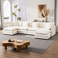 thumbnail image 1 of ijuicy 148'' U/L Shaped Sectional Sofa with Movable Ottomans,  Modular Chenille Deep Seat Couches for Living Room - Beige, 1 of 8