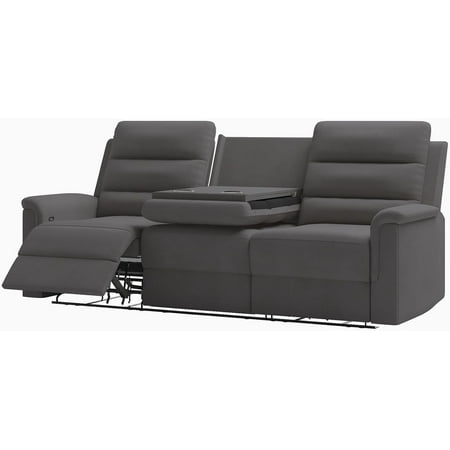 ijuicy 3-Seater Reclining Sofa with 2 Cup Holders,Sofa Recliner with Flipped Middle Backrest, Home Theater Seating Furniture for Living Room,Dark Grey