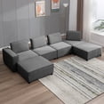 thumbnail image 1 of ijuicy Convertible Sectional Sofa with Ajustable Backrest, U/L Shaped Modular Sofa Set, Oversized Sectional Couch, U/L Shaped Sectional Sleeper Sofa for Living Room Apartment, Dark Grey, 1 of 7