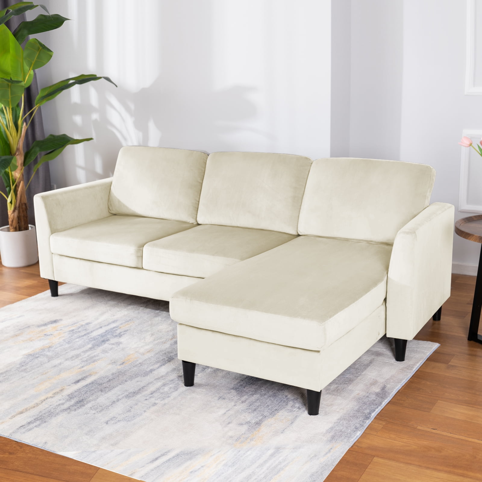 Ijuicy Convertible Sectional Sofa Couch, 3-Seat L Shaped Couches With ...