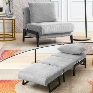 Chair Bed, Lofka Convertible Recliner Single Sofa Bed, Free Installation,  730 lbs, Light Gray