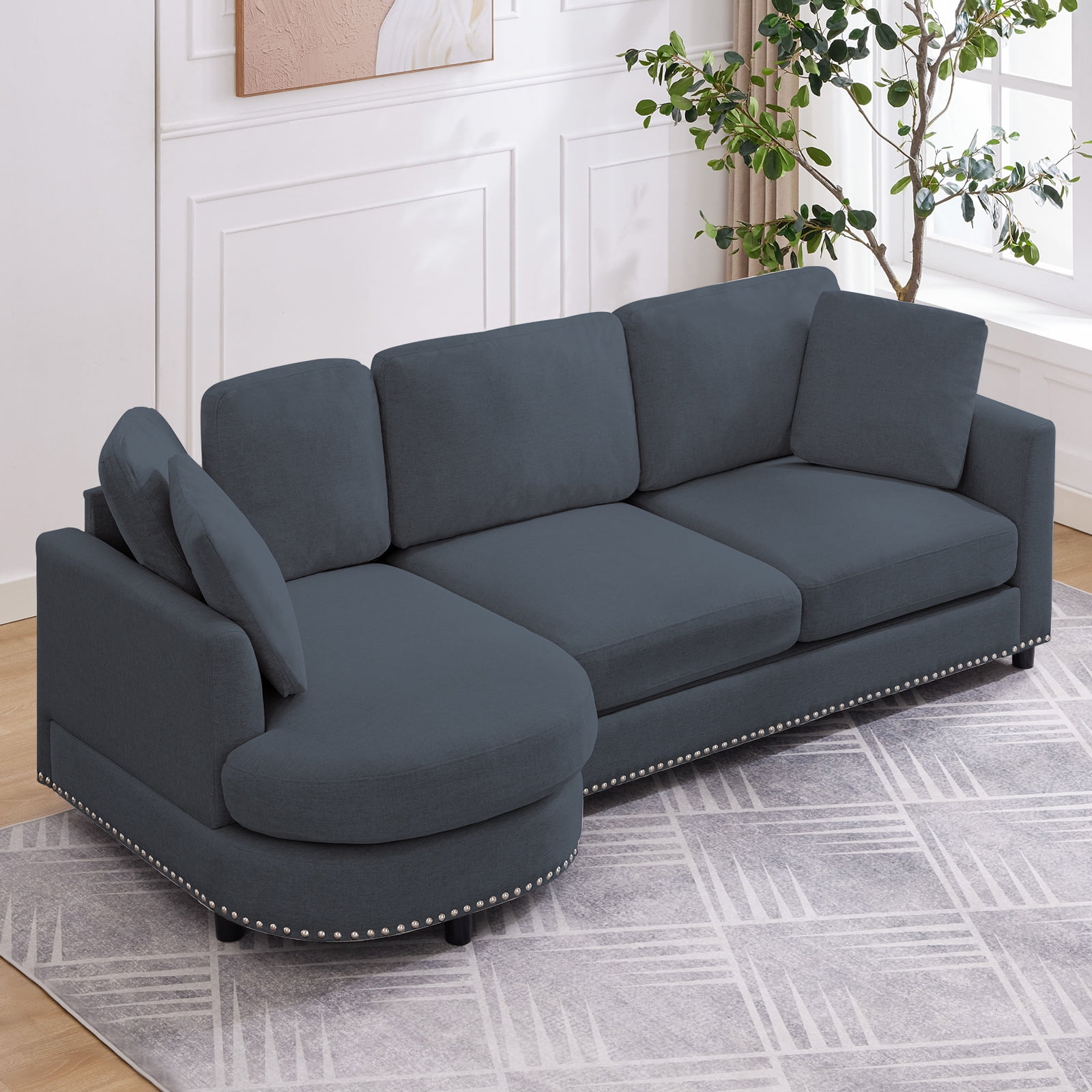 Ijuicy 110" U-Shaped Sectional Sofa With Double Chaises – Chenille Fabric, Sleepable Armrests, 4-Seater Living Room Couch