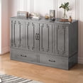 thumbnail image 1 of ijuicy Murphy Bed with Charging Station, Queen Size Solid Wood Cabinet Bed, Cube Chest Bed for Guest Room/ Office/Apartment-Gray, 1 of 8