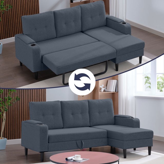 ijuicy Pull Out Sofa Bed, 3Seat Pull Out Couch Bed with Linen