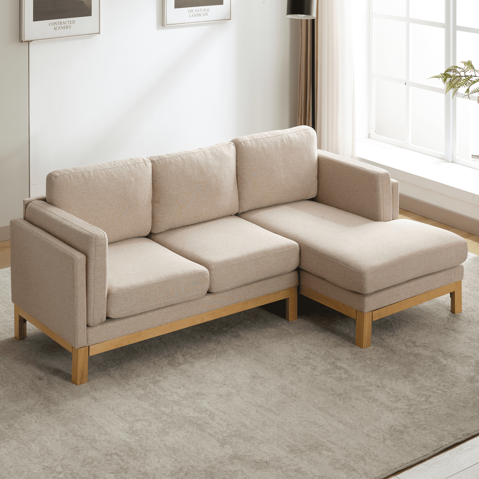 ijuicy Sectional Sofa 84" Width 3Seat with Chaise Lounge, LShaped