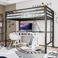 thumbnail image 1 of ikalido Metal Loft Bed Twin Size with Safety Guardrail and Ladder, No Box Spring Needed Space Saving Bedroom Furniture, Matte Black, 1 of 9