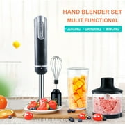 ikan 12 Speed Immersion Hand Blender Titanium Coating, Powerful 800-Watt Motor 4-in-1 Blender Set, BPA-Free Smoothie Blender / Food Chopper / Egg Beater / Beaker Ergonomic Grip, Black