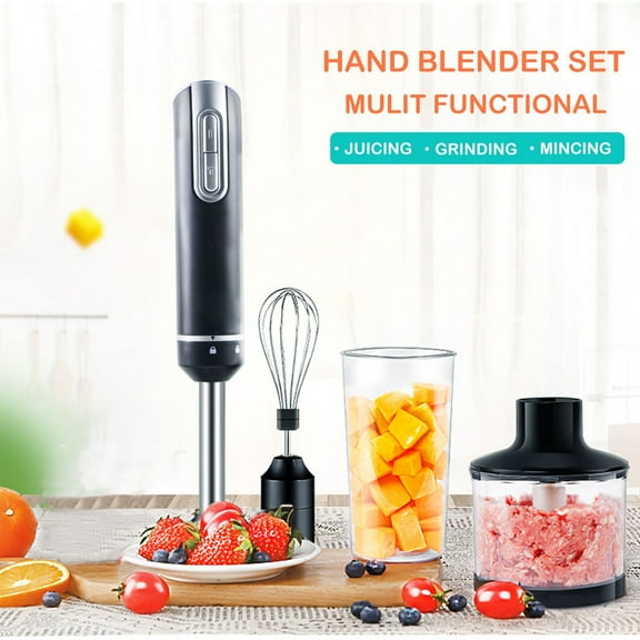 ikan 12 Speed Immersion Hand Blender (Titanium Coating), Powerful 800-Watt Motor 4-in-1 Blender Set, BPA-Free Smoothie Blender / Food Chopper / Egg Beater / Beaker (Ergonomic Grip, Black)