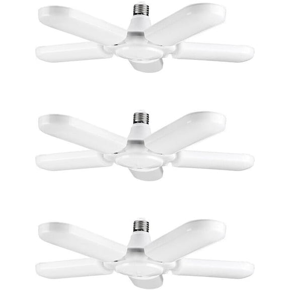 ikaufen 10000Lumen led Lights Garage, 100W Deformable Ultra Bright Screw in LED Garage Light,5 Adjustable Panels Shop Lights3Pack)