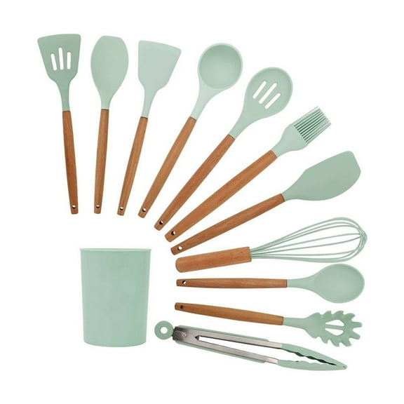 ikaufen Kitchen Utensil Set, 12 Piece Silicone Cooking Utensils Heat Resistant Kitchen Tools, Non-Stick Baking Cooking Spoon Tools