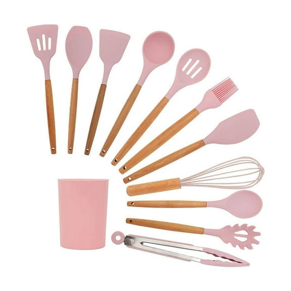 ikaufen Kitchen Utensil Set, 12 Piece Silicone Cooking Utensils Heat Resistant Kitchen Tools, Non-Stick Baking Cooking Spoon Tools